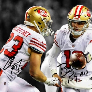 Póster con foto firmada y autógrafo de Brock Purdy Christian McCaffrey, San Francisco 49ers, arte de pared, decoración del hogar