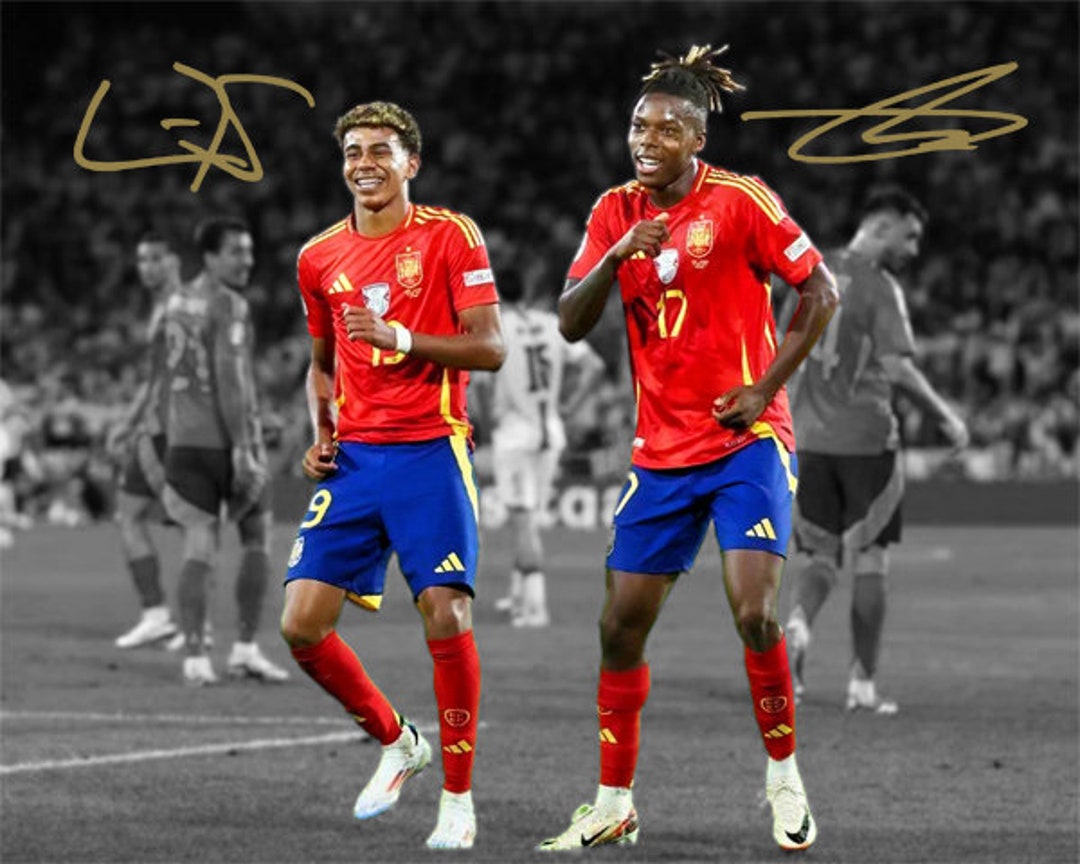 Lamine Yamal Nico Williams Dance Signed Soccer Photo Autograph Print