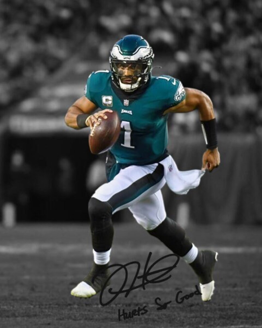 Photo 8x10 Signée Jalen Hurts Des Eagles De Philadelphie - Avec Double Certificat
