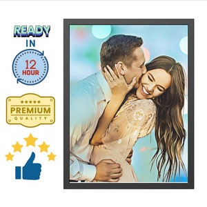 Couple Vector Cartoon Portrait Illustration Unique Personalized Custom Anniversary Boyfriend Girlfriend Birthday Gift Family Special