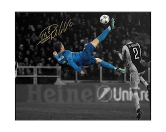 Cristiano Ronaldo Iconic Bicycle Kick Soccer Legend Signed Photo Autograph Print Poster Wall Art Home Decor