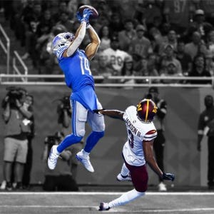 Amon-Ra St Brown Detroit Lions The Epic Catch Foto Impressão Pôster Arte de Parede Decoração de Casa