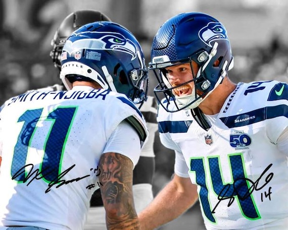 Sam Darnold Jaxon Smith Njigba Seattle Seahawks Signed Photo