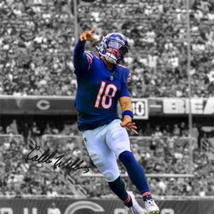 Caleb Williams Bears Epic Throw Signed Photo Autograph Print Poster Wall Art Home Decor
