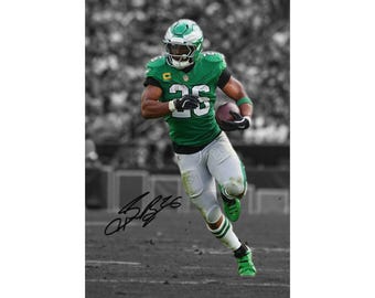 Digitale poster van Saquon Barkley, gesigneerd, voor aan de muur (direct te downloaden).