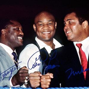 Muhammed Ali Joe Frazier George Foreman Boxing Legends signiertes Foto Autogramm Druck Poster Wand Kunst Wohnkultur