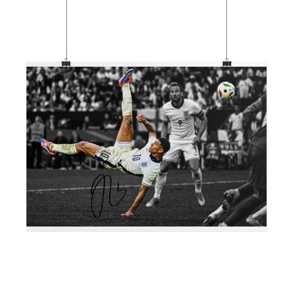 Jude Bellingham Bicycle Kick Soccer Star Signed Poster Wall Art