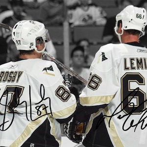 Mario Lemieux Sidney Crosby Signed Photo Autograph Print Poster Wall Art Home Decor