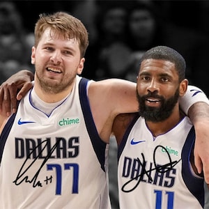 Kyrie Irving Luka Doncic Dallas Mavericks, photo autographe signée, impression d'affiches d'art mural, décoration d'intérieur