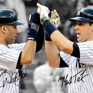 Derek Jeter Mark Teixeira New York Yankees Legends signierte Foto Autogramm Druck Poster Wand Kunst Home Decor
