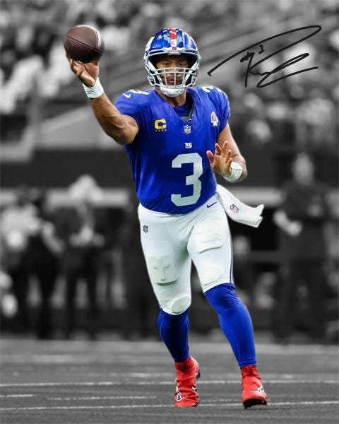 Russell Wilson Giants Signed Photo Autograph Print Poster Wall Art