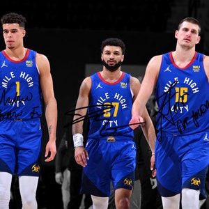 Jamal Murray Nikola Jokic Michael Porter Jr Denver Nuggets signierte Foto Autogramm Druck Poster Wand Kunst Home Decor