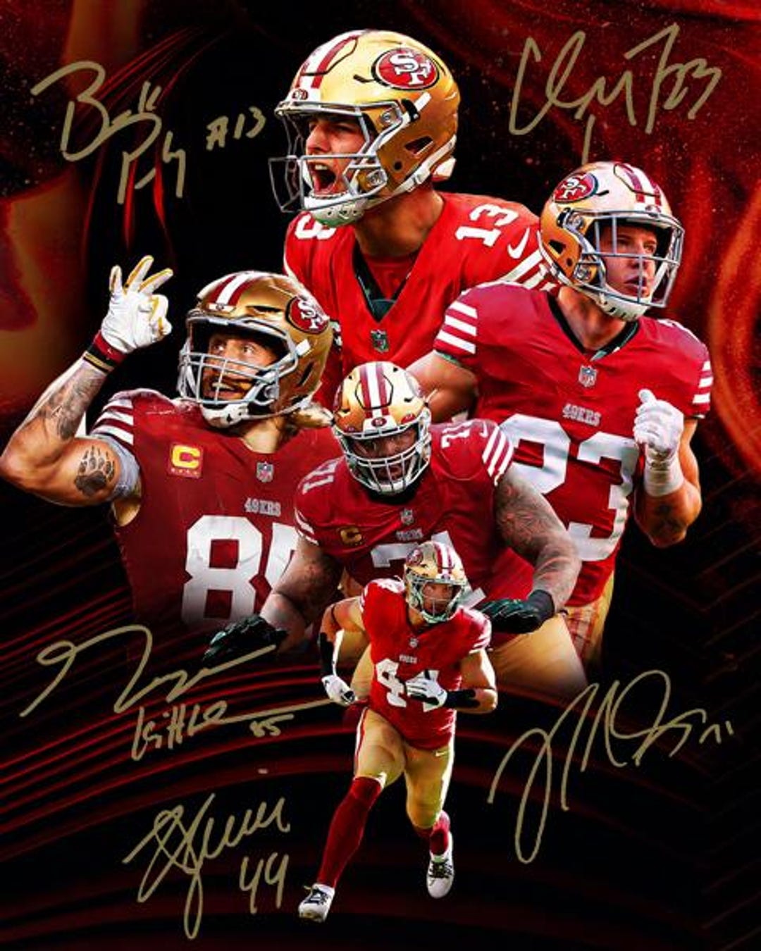 ブライトンFC ゴールドストーン グランド絵画−オールドファン必見 Brock Purdy Christian Mccaffrey George Kittle Trent Willams Kyle
