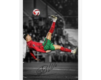 Cristiano Ronaldo Portugal Soccer Goat Iconic Bicycle Kick Printable Poster Wall Art Home Decor Instant Digital Download