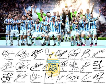 Argentina World Cup Champions Lionel Messi Di Maria De Paul Alvarez Dybala Martinez Signed Photo Autograph Print Poster Wall Art Home Decor