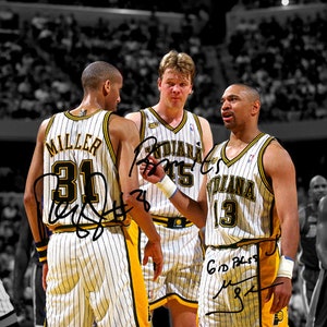 Reggie Miller Mark Jackson Rick Smits Indiana Pacers Signed Photo Autograph Print Poster Wall Art Home Decor