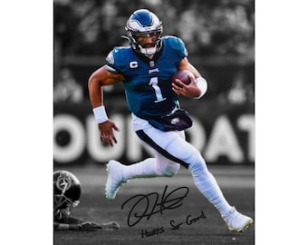 Gesigneerde foto van Jalen Hurts, handtekening, print, poster, muurdecoratie voor thuis.