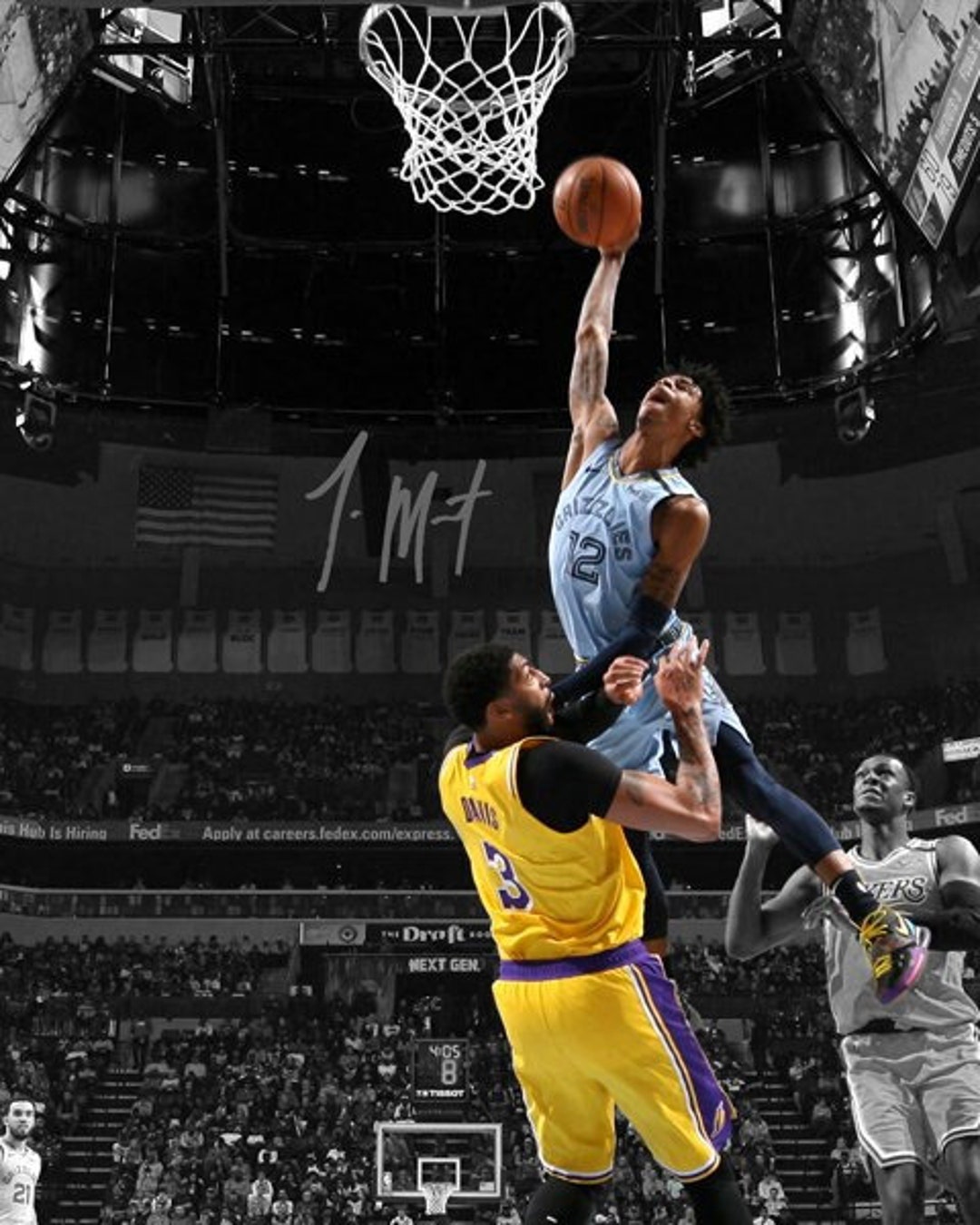 Ja Morant Memphis Grizzlies Over Anthony Davis Signed Photo