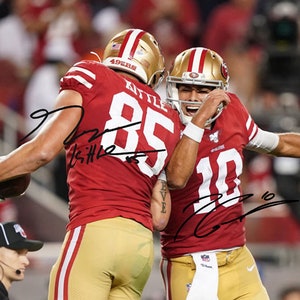 Jogi Garoppolo George Kittle San Francisco 49ers signiertes Foto Autogramm Druck Poster Wand Kunst Home Decor