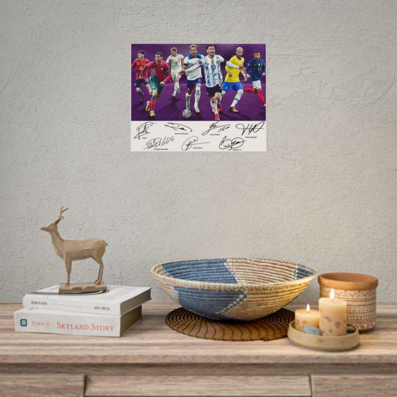 Lionel Messi Cristiano Ronaldo Neymar Kane Pedri Mbappe Soccer Superstars Signed Photo Print Autograph Wall Art image 5