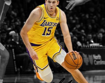 Póster con foto autografiada de Austin Reaves de los LA Lakers, arte de pared para decoración del hogar.