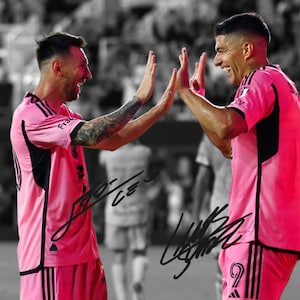 Lionel Messi Luis Suarez Signed Photo Autograph Print Poster Wall Art Home Decor