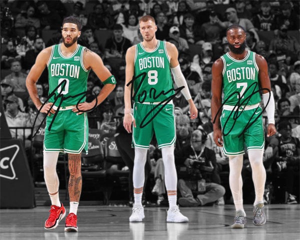 Jayson Tatum Jaylen Brown Kristaps Porzingis Boston Celtics Signed