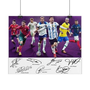 Lionel Messi Cristiano Ronaldo Neymar Kane Pedri Mbappe Soccer Superstars Signed Photo Print Autograph Wall Art image 6