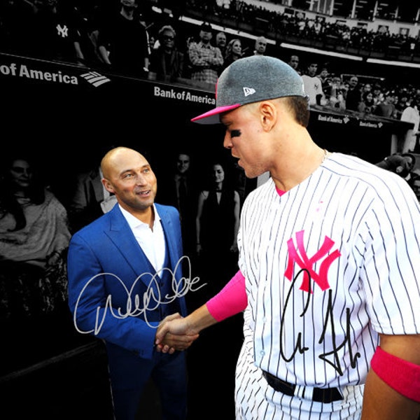 Derek Jeter Aaron Judge New York Yankees Signed Photo Autograph Print Poster Wall Art Home Decor