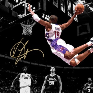 Vince Carter, Toronto Raptors, Iconic Dunk, foto autografata, stampa, poster, arte da parete, decorazione per la casa
