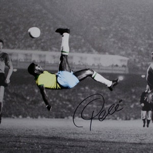 Pele Bicycle Kick Brasilien Fußball Ziege signiert Foto Autogramm Druck Poster Wand Kunst Home Dekor