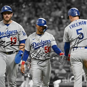 Freddie Freeman Mookie Betts Max Muncy LA Dodgers Signed Photo Autograph Print Poster Wall Art Home Decor
