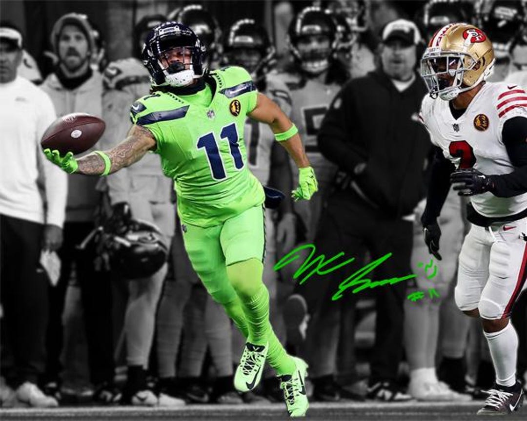 Jaxon Smith Njigba Seattle Seahawks Epic One Handed Catch Signed
