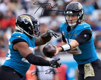 Trevor Lawrence Jame Robinson Jacksonville Jaguars gesigneerde foto handtekening print poster Wall Art Home Decor