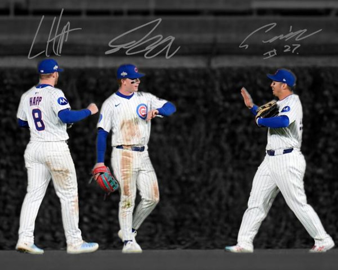Pete Crow-armstrong Ian Happ Seiya Suzuki Signed Photo Autograph