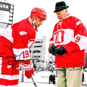 Steve Yzerman Gordie Howe Detroit Red Wings Legends Signed Photo Autograph Print Poster Wall Art Home Decor