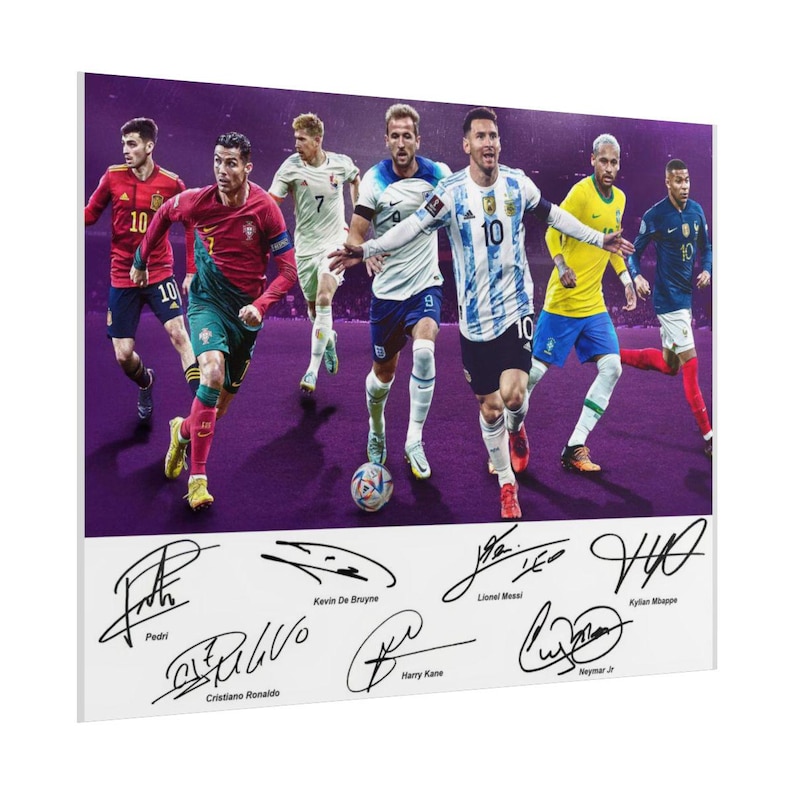Lionel Messi Cristiano Ronaldo Neymar Kane Pedri Mbappe Soccer Superstars Signed Photo Print Autograph Wall Art image 3