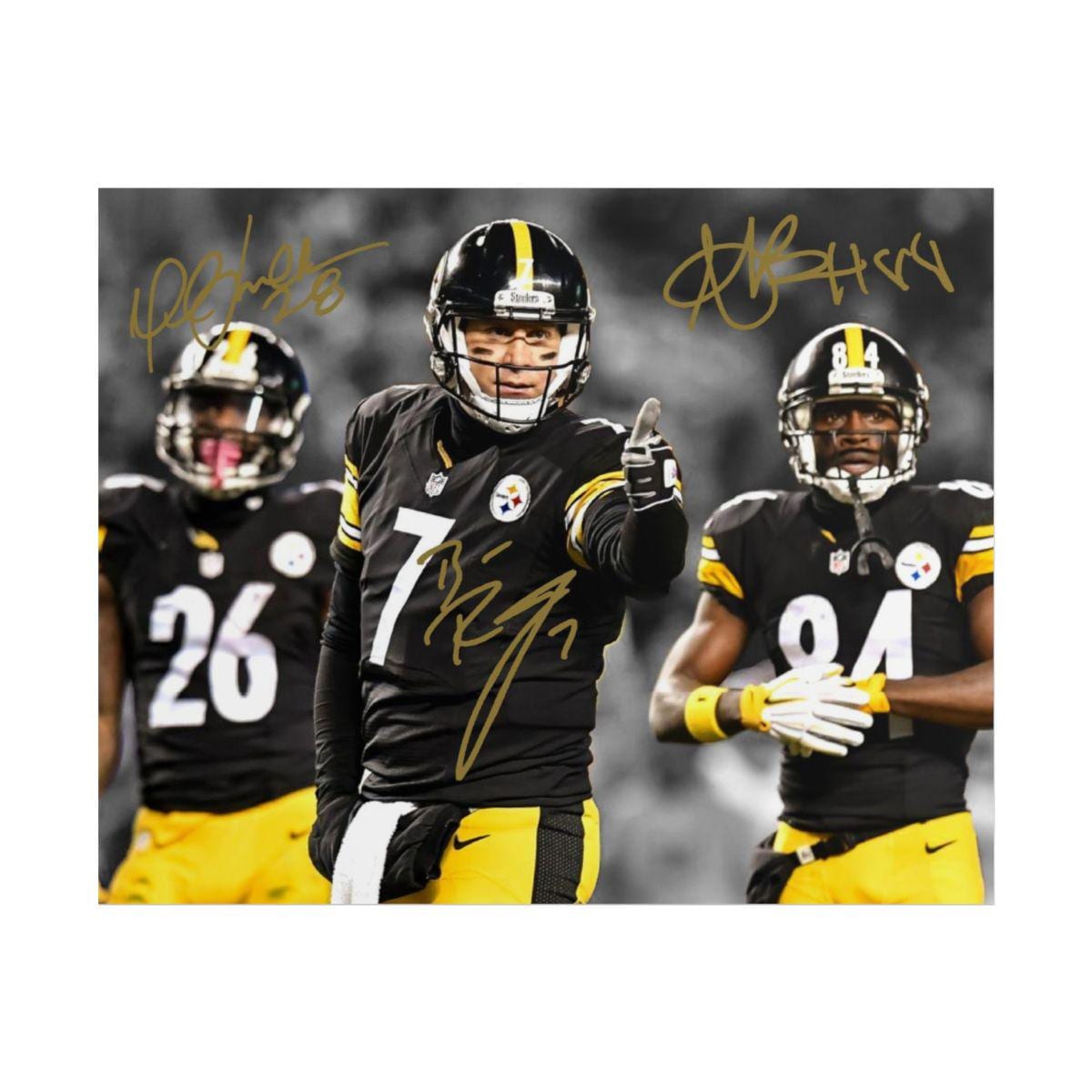 Ben Roethlisberger Antonio Brown Le'veon Bell Signed Photo