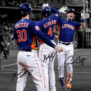 Kyle Tucker Yordan Alvarez Alex Bregman Houston Astros Foto autografada Impressão autógrafo Pôster Arte de parede Decoração de casa