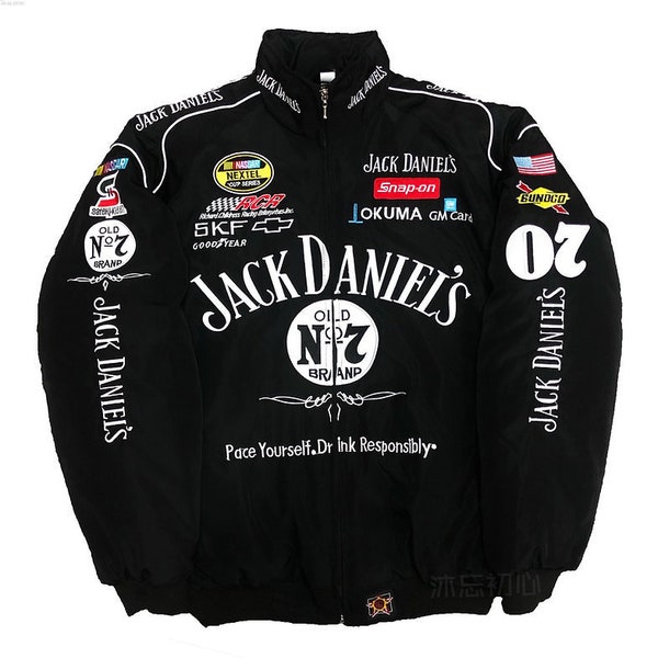 Vintage Racing Jacket Nascar Jack Daniels, Retro Y2K Fully Embroidered-gift-easter Gift-give Him Her Gift