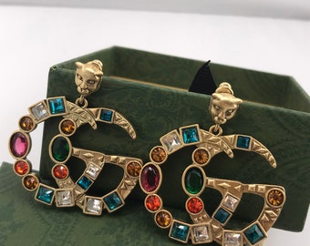 Vintage Luxury Silver Diamond Earrings Gift for Her