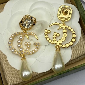 Vintage Pearl Diamonds  Earrings Gift for Her