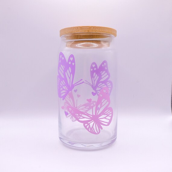 Butterfly Coffee Glass 16 Oz Beer Can Glass Spring Iced -  in 2023