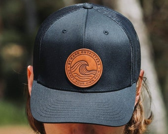 Leather Patch Trucker Hat - Rolling Wave - 6 colours available