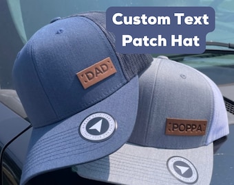 Leather Patch Trucker Hat - Personalized Text Patch
