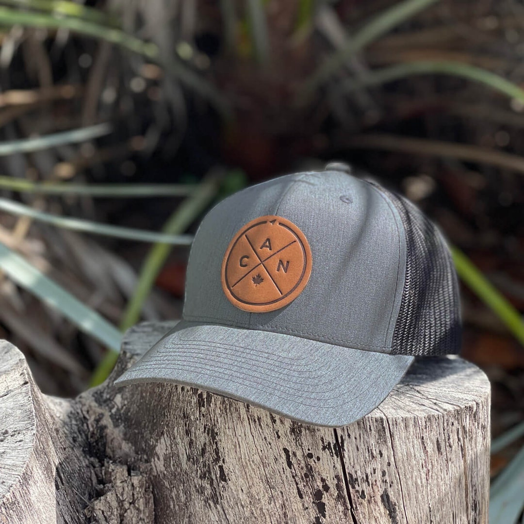Compass Point Hat Canada Compass Trucker Hat: Full-grain Leather Patch - Etsy Canada