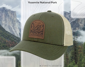 Leather Patch Trucker Hat - Yosemite National Park - 6 colours available