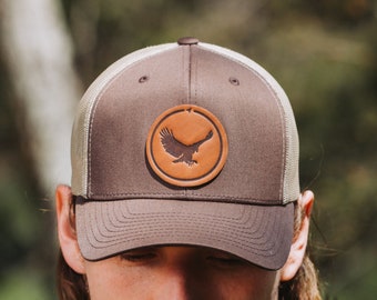 Leather Patch Trucker Hat - Bald Eagle - 6 colours available