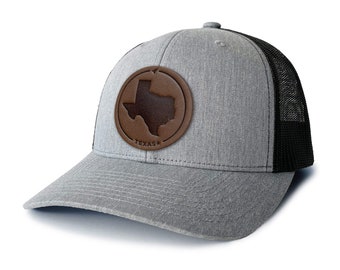 Leather Patch Trucker Hat - Texas Map