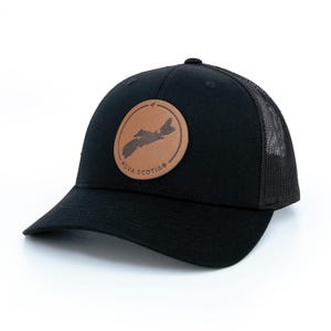 Nouvelle-Écosse - Casquette trucker avec empiècement en cuir - Carte de la Nouvelle-Écosse